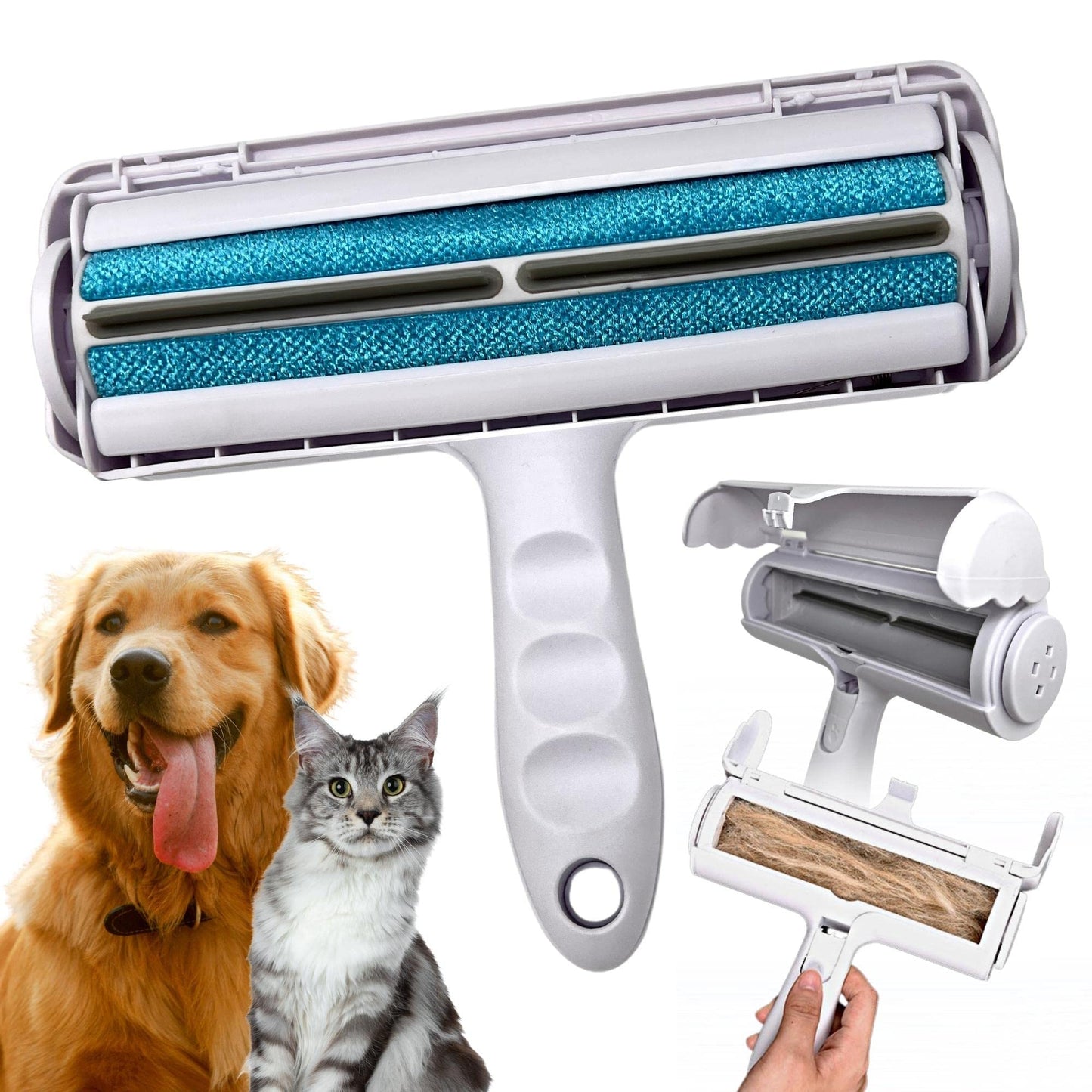 Sol Paws Pet Hair Remover for Dog Cat Animals- Multi-Surface Lint Roller for Pet Hair- Eco-Friendly Reusable Lint Roller- Portable- Cat and Dog Must Have Blue