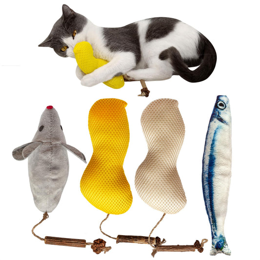 miwoowim 4Pcs Catnip Toys for Indoor Cats, Cat Toys with Catnip, Interactive Cat Toy, Cat Chew Toy, Cat Pillow Toys, Cat Toys for Kittens, Kitty