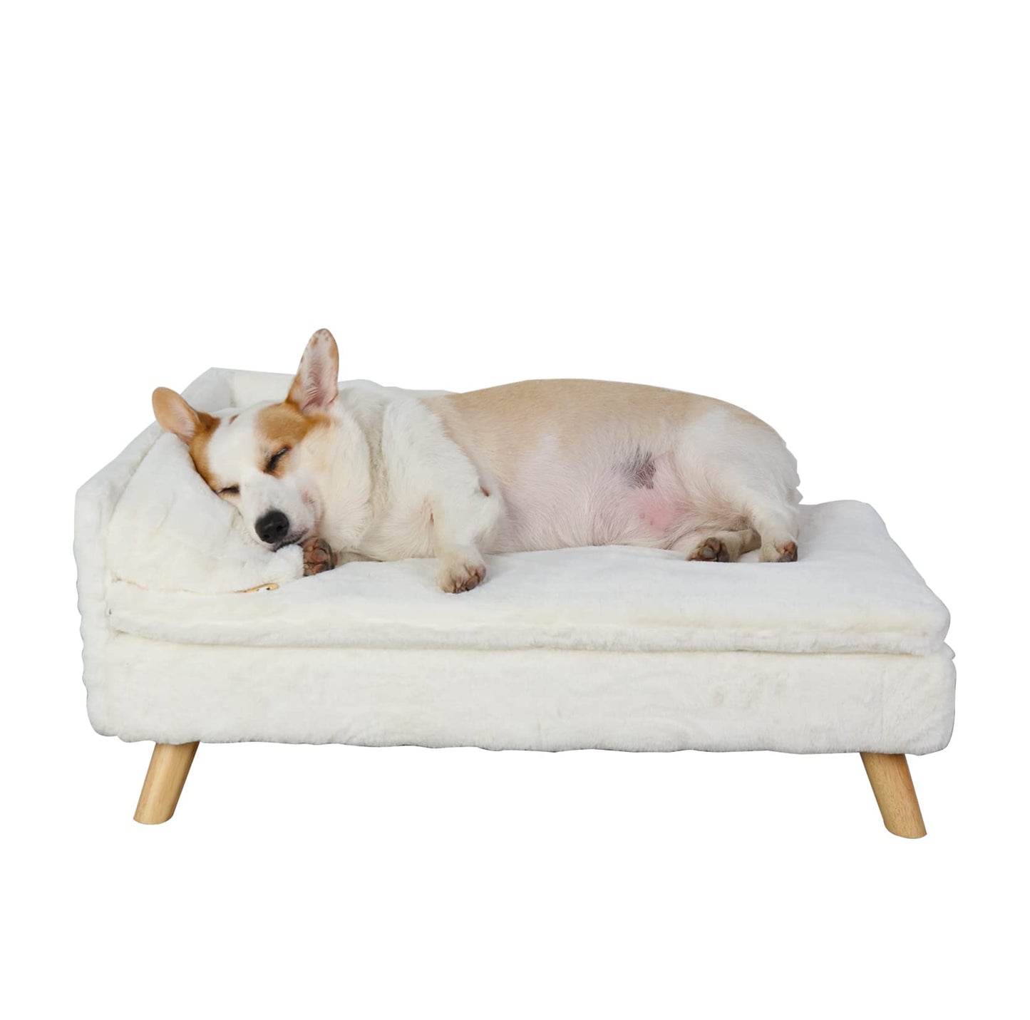 BingoPaw Elevated Pet BedNordic Pet Stool Bed with Cozy Pad WaterproofPet Chair with Sturdy Wood Legs for Small Dog Kitten