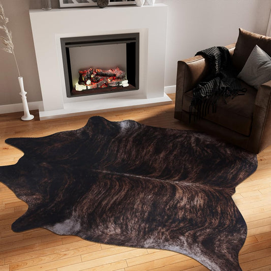 WARM HAVEN Faux Cowhide Rug: 4.6x5.2 Premium Animal Skin Rug - Cow Print Rugs for Western Décor Living Room Bedroom