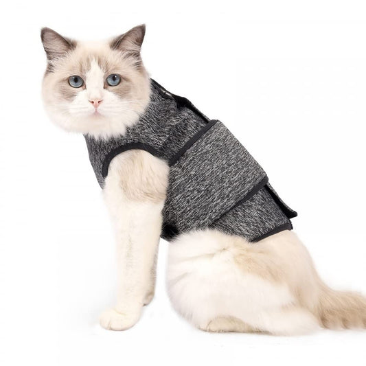 DONGKER Cat Anxiety Jacket Self-Adhesive Adjustable Pet Cat Calming Wrap Shirt for Pet Cats Anxiety Calming Warming Fireworks Separation