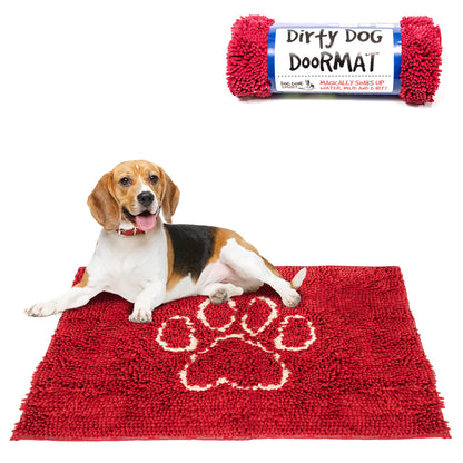 Dog Gone Smart Dirty Dog Doormat - Fast Drying Rug for Dogs - Plush Dog Mat with Super Gripper Backing for Clean Floors - Super Absorbent and Machine Washable Dog Mat for Muddy Paws - Maroon