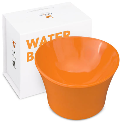 CATnK Ergonomic Cat Water Bowl - Whisker Friendly Cat Bowl for Water - Elegant Cat Bowls for Indoor Cats - Cat Feeding Bowls & Cat Dishes - Small Cat Dish for Fresh Water - 8 oz Orange