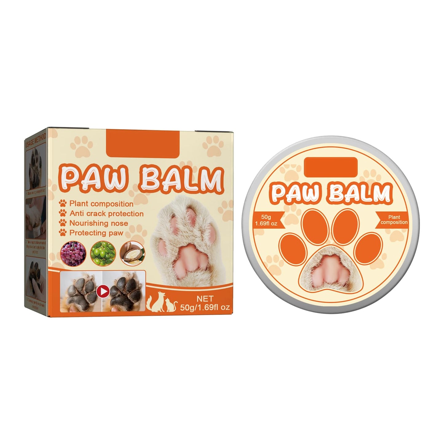 YAODHAOD Dog Paw BalmDog Paw Wax for Dry Paws & NosePure Natural Food-Grade Ingredients Puppy Foot BalmProtects and Heals Dry Cracked Paws (Moisturizing and Repairing Type 50g/1.7Oz)