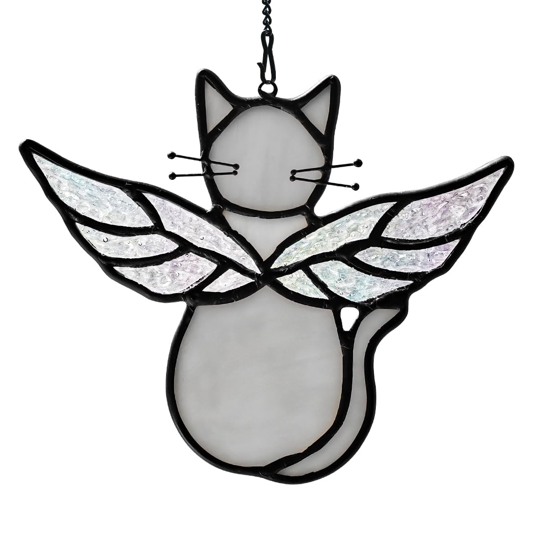 HAOSUM Gray Cat Gifts for Cat Lovers Suncatcher for WindowAngel Cat Memorial Gifts Stained Glass Window HangingsGrey Cat Loss of Cat Sympathy GiftCat Loss Memorial Gift for Women
