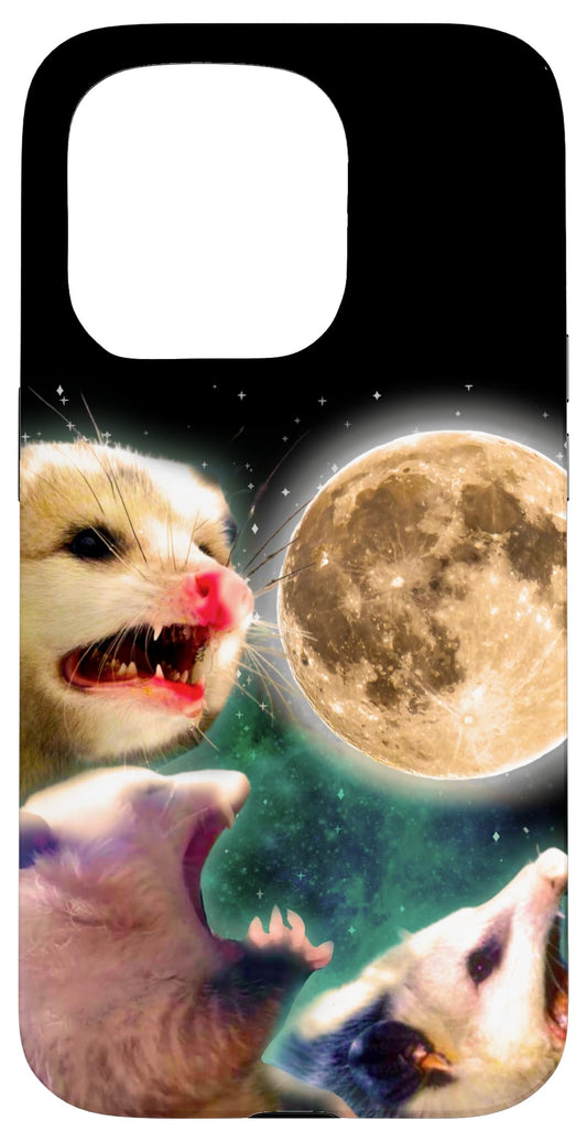 iPhone 15 Pro Three Opossums howling at the Moon Funny Pet Possum Case