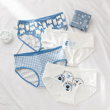 Cotton Blue Bear Shorts with 5 Playful Strips